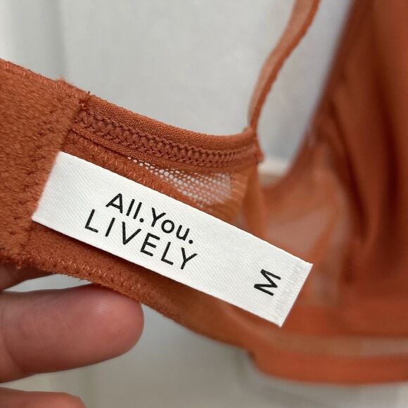 NWT All. You. LIVELY Triangle Bralette Mesh Wireless Bra Size Medium Rust Orange - Picture 9 of 16